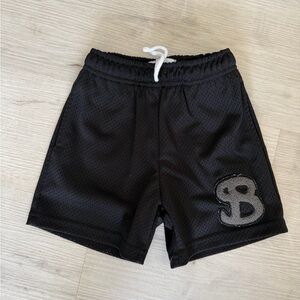 Kids Black Mesh Shorts with Logo